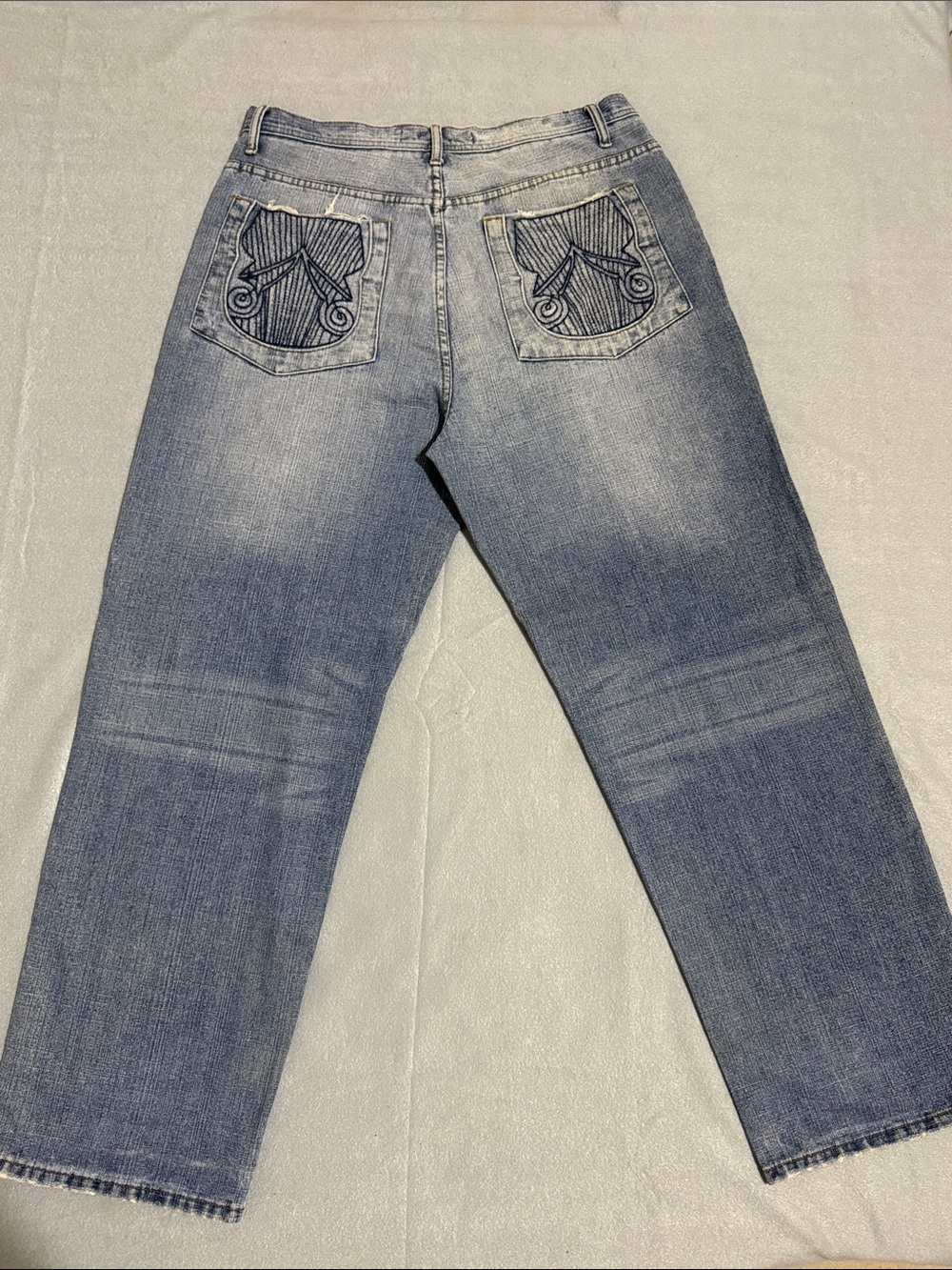 Vintage Y2K Brooklyn Express Jeans Black Mens Size Denim Embroidered Baggy
